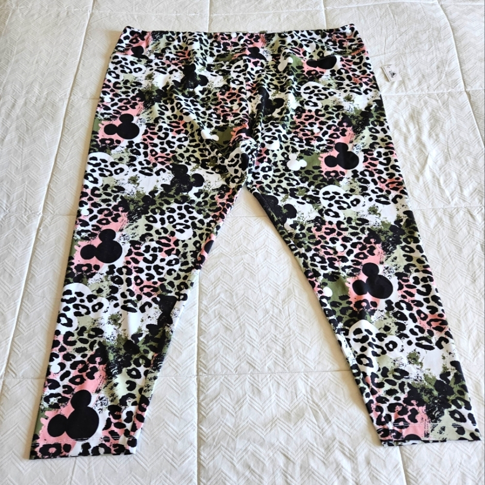 Disney Mickey Mouse Animal Print Yoga Pants Leggings Plus Size 3X NWT